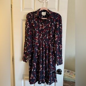 Kate Spade Black and Red Patterned Long Sleeve Dress